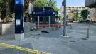 One person was taken to hospital on May 26, 2023 after an incident outside Edmonton City Hall. (Evan Klippenstein/CTV News Edmonton)