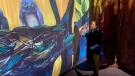 Artist Holly Carr describes Light in the Forest interactive display at the Nova Scotia Museum of Natural History on May 26, 2023. (Paul Hollingsworth/CTV Atlantic)
