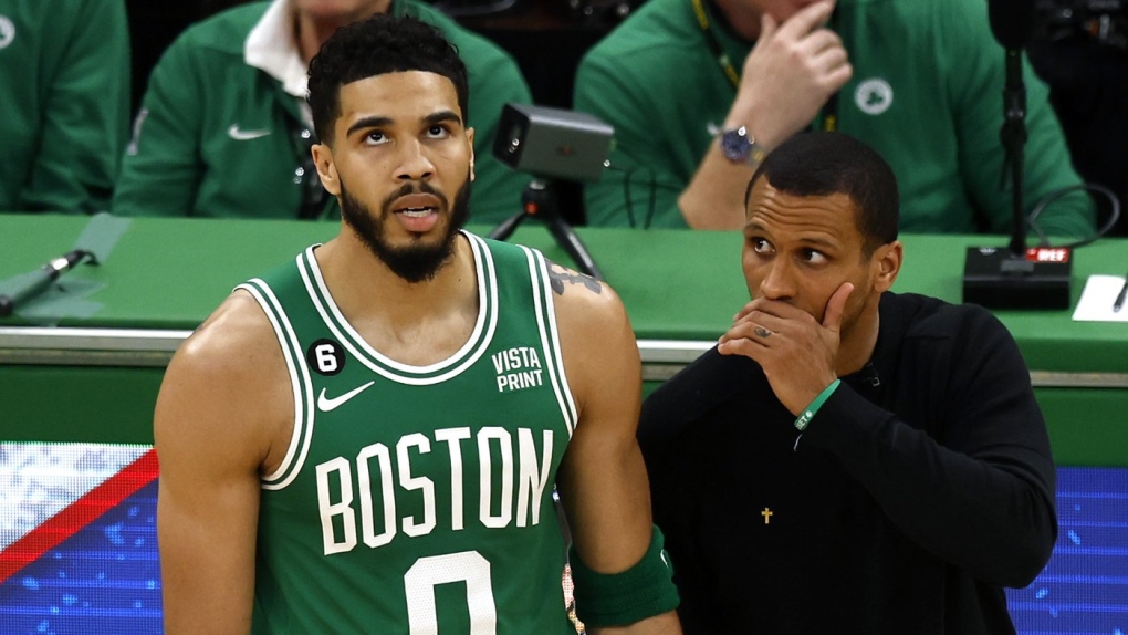Boston Celtics head coach and Jayson Tatum