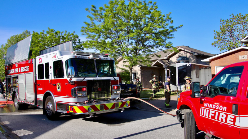 Windsor fire crews attended a house fire in the 500 block of Novello Crescent on May 27, 2023. (Source: On Location/Twitter)  