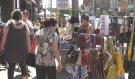 With the exceptional weather Saturday, the turnout for the Sault's Longest Garage Sale was strong, with families filling the downtown core. (Mike McDonald/CTV News Northern Ontario)