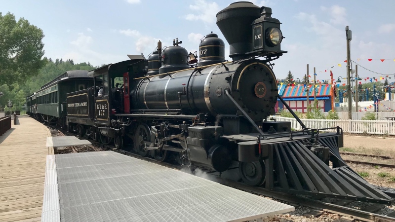 The 1919 Baldwin Steam engine at Fort Edmonton Park whisked guests around on opening day Satuday. (Sean Amato/CTV News Edmonton