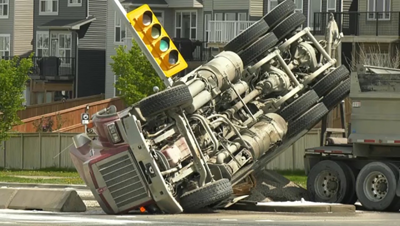 A dump truck tipped over in northwest Calgary Saturday afternoon.
