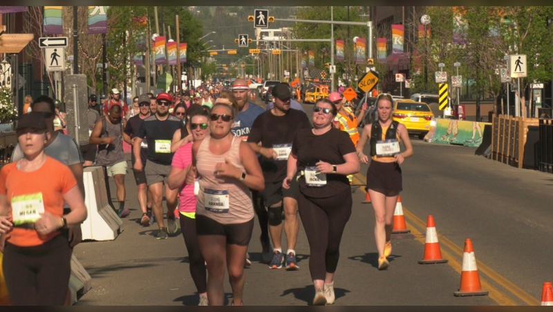 Marathon runners in Calgary on Sunday, May 28, 2023