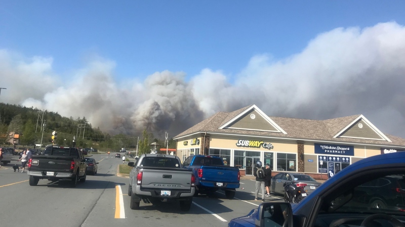 Smoke can be seen from the Upper Tantallon fire in this May 28, 2023, photo. (Sarah Plowman/CTV Atlantic)