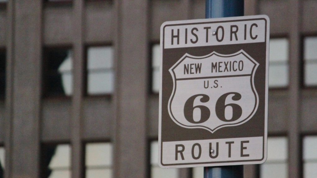 Route 66 sign in downtown Albuquerque, N.M., 2016