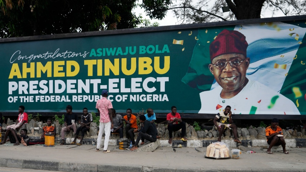 Bola Ahmed Tinubu on a billboard in Lagos, Nigeria