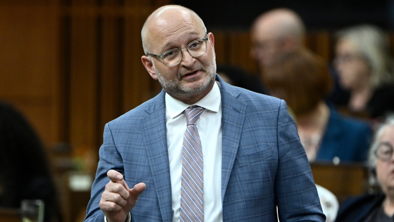 Minister of Justice David Lametti rises during Question Period in the House of Commons on Parliament Hill in Ottawa on Monday, May 29, 2023. THE CANADIAN PRESS/Justin Tang