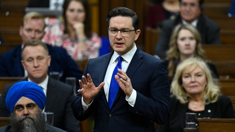 Conservative Leader Pierre Poilievre rises during Question Period in the House of Commons on Parliament Hill in Ottawa on Tuesday, March 7, 2023. THE CANADIAN PRESS/Justin Tang