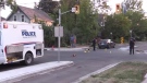 London police investigate a crash at Queens Avenue and English Street in London, Ont. on May 29, 2023. (Daryl Newcombe/CTV News London)
