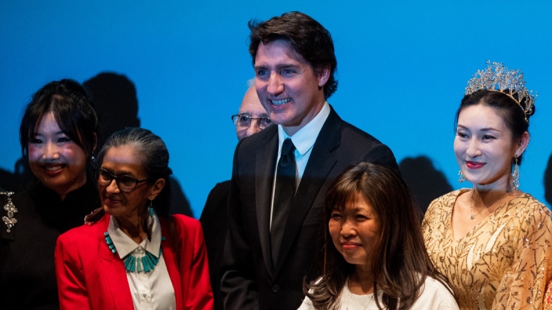 Prime Minister Justin Trudeau poses for a photo after delivering remarks during an Asian History Month celebration at the National Gallery of Canada in Ottawa, May 29, 2023. THE CANADIAN PRESS/Spencer Colby