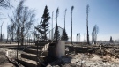 A set of steps is all that remains of a house in Slave Lake, Alta., on Monday, May 16, 2011. (THE CANADIAN PRESS/Ian Jackson)