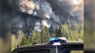 Thick forest fire smoke seen from Highway 631 near White River. May 29/23 (Ontario Provincial Police)