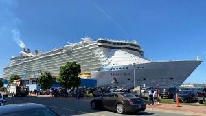 The Oasis of the Seas is pictured docked in the Port of Saint John on May 30, 2023.