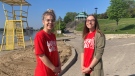 Nicole Sage (left) and Kaylie Voutier (right) are taking part in the annual Gutsy Walk at Bell Park in Sudbury on Sunday. May 30/23 (Alana Everson/CTV Northern Ontario)