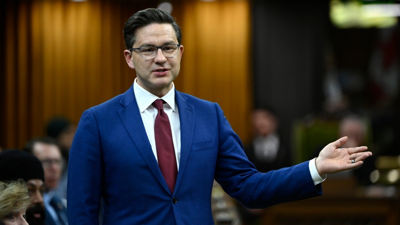 Conservative Leader Pierre Poilievre rises during Question Period in the House of Commons on Parliament Hill in Ottawa on Monday, May 29, 2023. THE CANADIAN PRESS/Justin Tang 