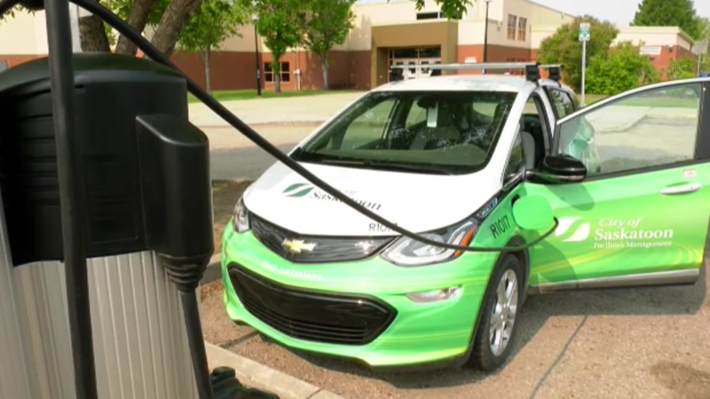 Saskatoon has two more electric vehicle charging stations. (Chad Hills/CTV News)