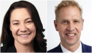 The NDP's Shannon Phillips (left) and UCP's Nathan Neudorf (right) were both re-elected in Lethbridge in the 2023 Alberta election.