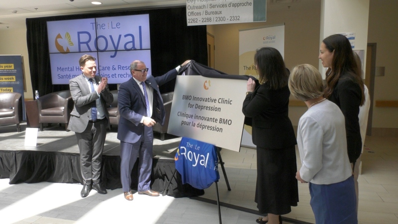 Reveal of the signage for the BMO Innovative Clinic for Depression at the Royal Ottawa Mental Health Centre. (Peter Szperling/CTV News Ottawa)