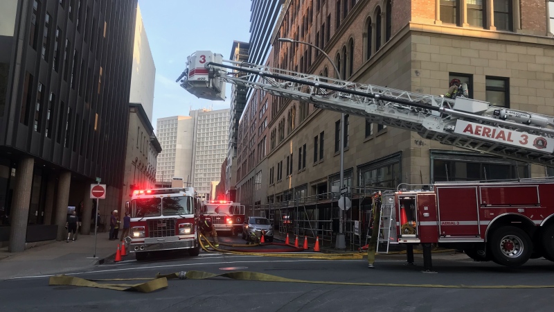Firefighters in Halifax responded to a rooftop fire in downtown Halifax on May 30, 2023. (Sarah Plowman/CTV Atlantic)