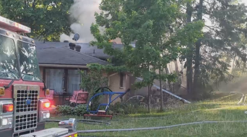 A fire at a house on Berczy Street in Barrie on Tues. May 30, 2023 (Courtesy: Michael Chorney/At The Scene Photography) 
