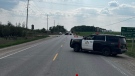 Police close an area of Highway 89 in Melancthon Township on Wed., May 31, 2023. (OPP/Twitter)