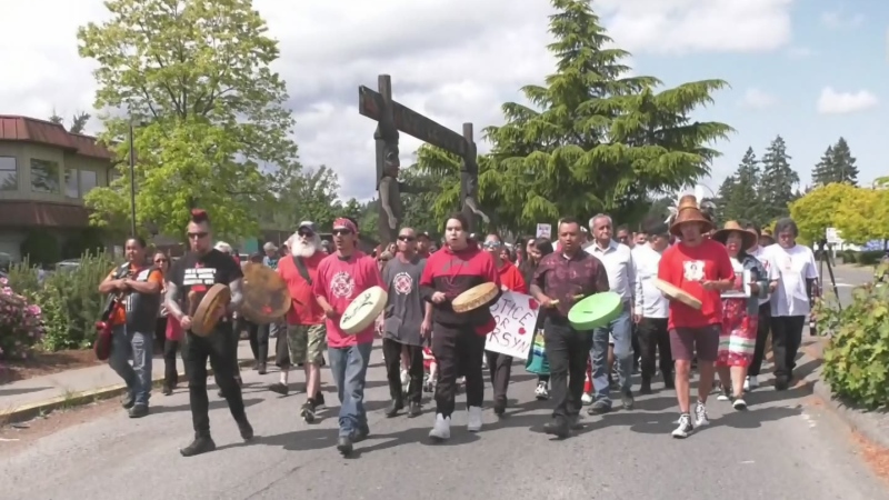 Hundreds took to the streets of Duncan to honour t