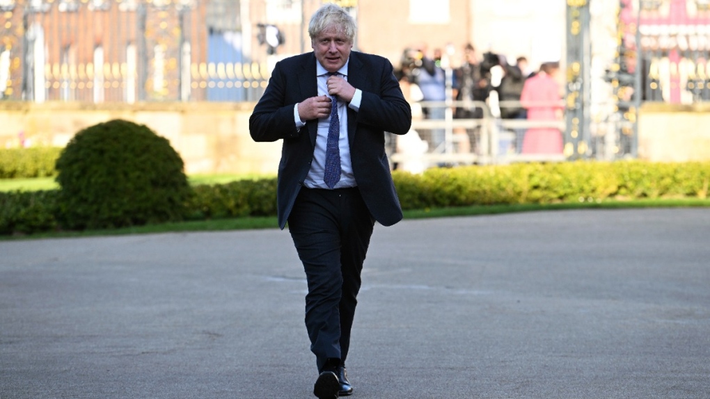 Boris Johnson in Belfast, in April 2023