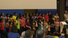 Students participated in musical performances at the official grand opening of Oak Creek Public School in Kitchener on Thursday. (CTV Kitchener/Chris Thomson)
