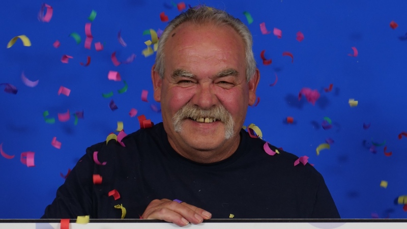 Murray Mainprize celebrates winning with Lotto 6/49 in the May 17, 2023, draw at the OLG Prize Centre in Toronto. (Source: OLG)
