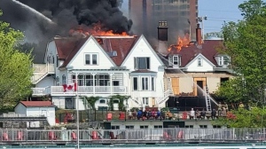 A large fire burns at the Waegwoltic Club in south-end Halifax. (Submitted) 