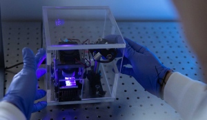 The palm-sized, 3D-printed device has bio-electronic sensors to monitor hormone concentration (Chris Snow Video/Submitted)
