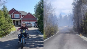 A before and after of Renee Hynes's home which was destroyed in the Tantallon, N.S. wildfire. 