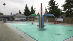 An empty Fred Broadstock Outdoor Pool is seen in this June 1, 2023, photo, hours before the pool opened to the Edmonton public for the season.