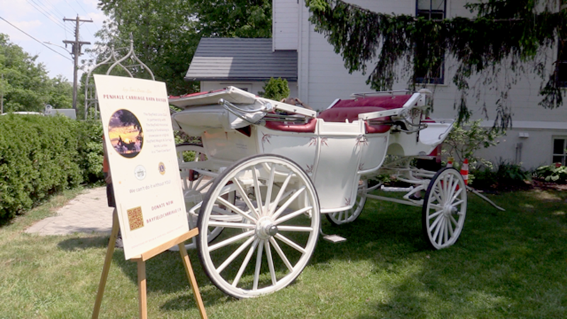 The Landau Carriage built by Tom Penhale was recently sold to the Bayfield Lions Club for a historical display on Bayfield’s Main Street, as seen on May 31, 2023. (Scott Miller/CTV News London) 