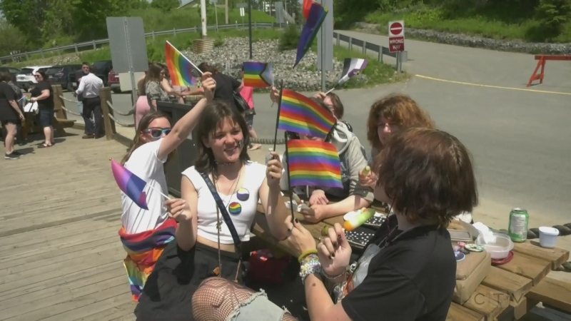 Following the Pride flag raising Thursday afternoon, the West Nipissing Pride committee is hosting its first ever Pride parade on June 10. June 1/23 (Eric Taschner/CTV Northern Ontario)