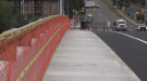 Crews finish work on the Anne Street bridge in Barrie, Ont., on Fri., June 2, 2023. (CTV News/Rob Cooper)
