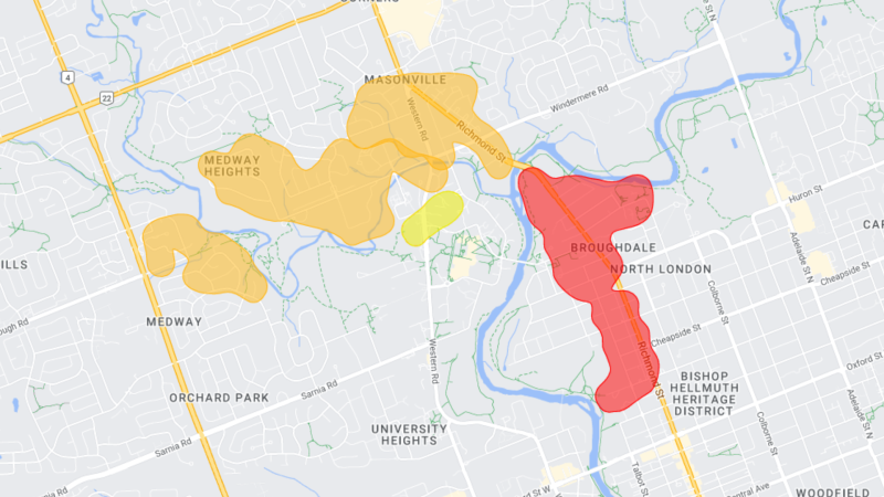 Outages shown on June 2, 2023. (Source: London Hydro)