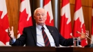 David Johnston, Independent Special Rapporteur on Foreign Interference, presents his first report in Ottawa on Tuesday, May 23, 2023. (THE CANADIAN PRESS/Sean Kilpatrick)