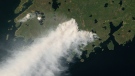 This photo taken from space shows smoke emerging near the town of Shelburne, N.S. on May 29. (NASA)