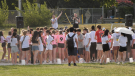 Some 700 students took to the track at A.B. Lucas Secondary School in North London, Ont. on June 2, 2023, to take part in a student led Relay For Life. (Bryan Bicknell/CTV News London)
