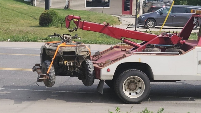 OPP say an ATV being driven by a suspended male driver on the K&P trail in 2023 had been stolen from York Region in 2014. (OPP/Twitter)