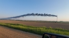 Goderich fire crews responded to a blaze that engulfed a wind turbine north of Goderich, Ont. on June 3, 2023. (Source: Submitted)