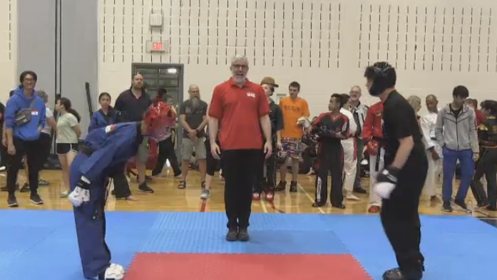 Competitors gather in Rim Park for a martial arts tournament. (Tyler Kelaher/CTV News)