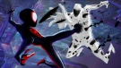This image released by Sony Pictures Animation shows Miles Morales as Spider-Man, voiced by Shameik Moore, left, and The Spot, voiced by Jason Schwartzman, in a scene from Columbia Pictures and Sony Pictures Animation's "Spider-Man: Across the Spider-Verse." (Sony Pictures Animation via AP)