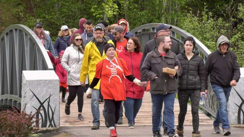 Dressed in red and gathered together as a community, everyone at Moncton’s annual “Gutsy Walk” had been touched by Crohn’s and Colitis in some way. (Alana Pickrell/CTV Atlantic)