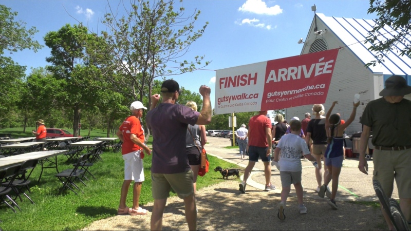 Over 824 teams with 4,325 participants nationwide took part in the 2023 Gutsy Walk, supporting those with Crohn's Disease and colitis. (Hallee Mandryk/CTV News)