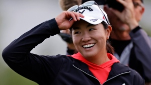 Rose Zhang reacts after winning the Mizuho Americas Open golf tournament, in Jersey City, N.J., on June 4, 2023. (Adam Hunger / AP) 
