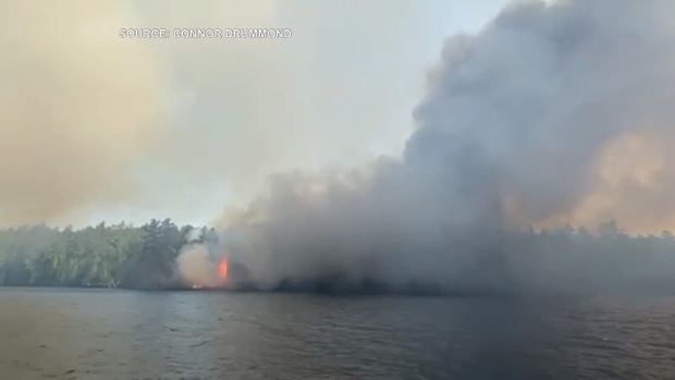 A wildfire is burning at Centennial Lake near Calabogie, Ont. west of Ottawa. (Courtesy: Connor Drummond)