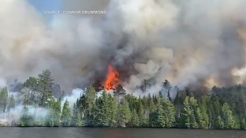 A wildfire is burning at Centennial Lake near Calabogie, Ont. west of Ottawa. (Courtesy: Connor Drummond)